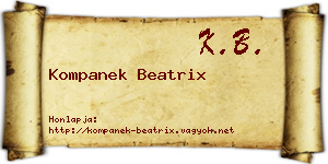 Kompanek Beatrix névjegykártya